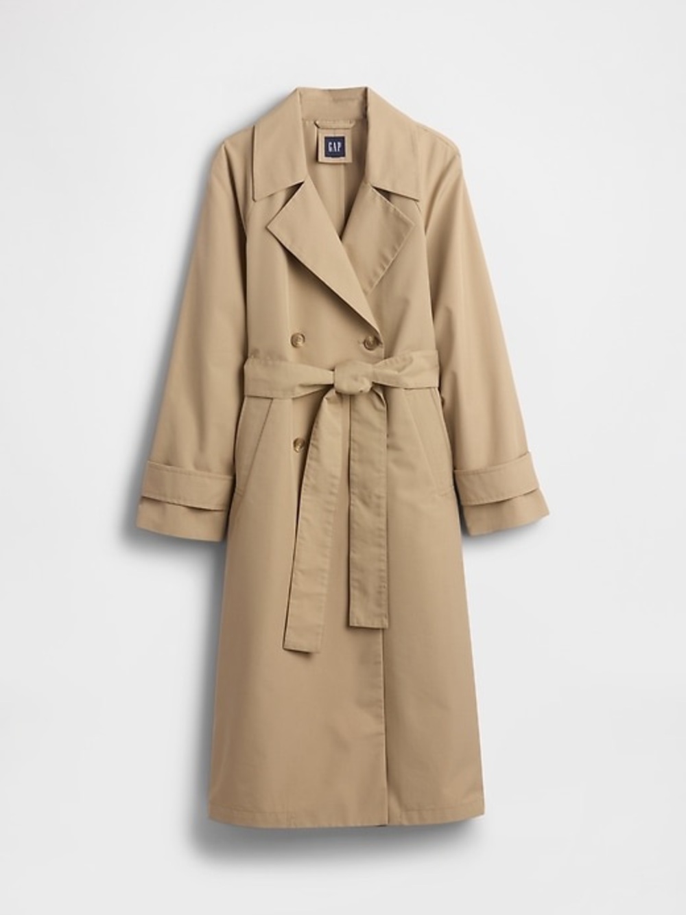 GAP Khaki Belted Double-Breasted Trench Coat